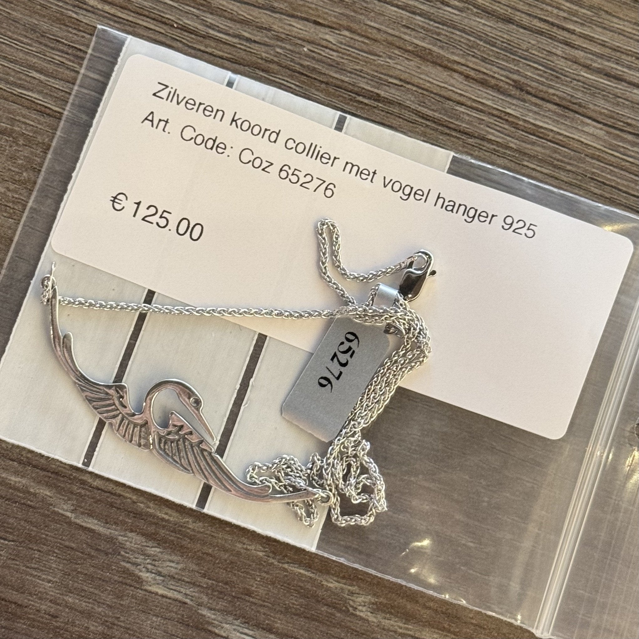 Vintage Sterling Silver Rope Necklace with Vogel Pendant